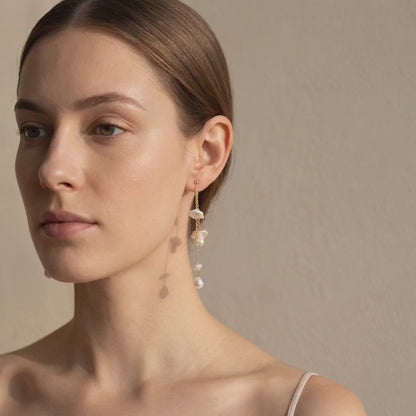 Bow Baroque Pearl Drop Earrings in 14K Gold Plated | 925 Sterling Silver
