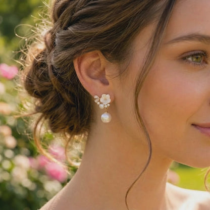 Floral Pearl Drop Earrings