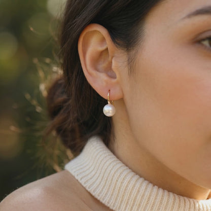 Freshwater Pearl Hoop Earrings with Silver