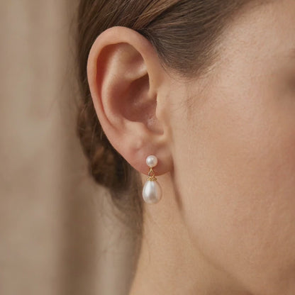 Freshwater Pearl Drop Earrings with Silver Post
