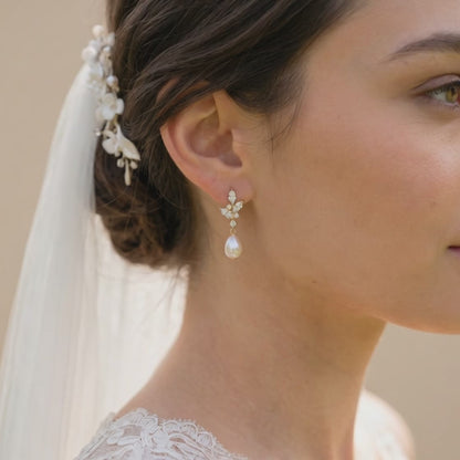 Dainty Pearl Drop Earrings in 18K Gold