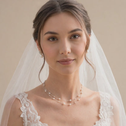 Freshwater Pearl Drop Earrings with Zircon Halo & Silver Needle