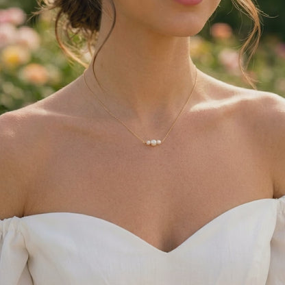 Triple Freshwater Pearl Necklace in Sterling Silver